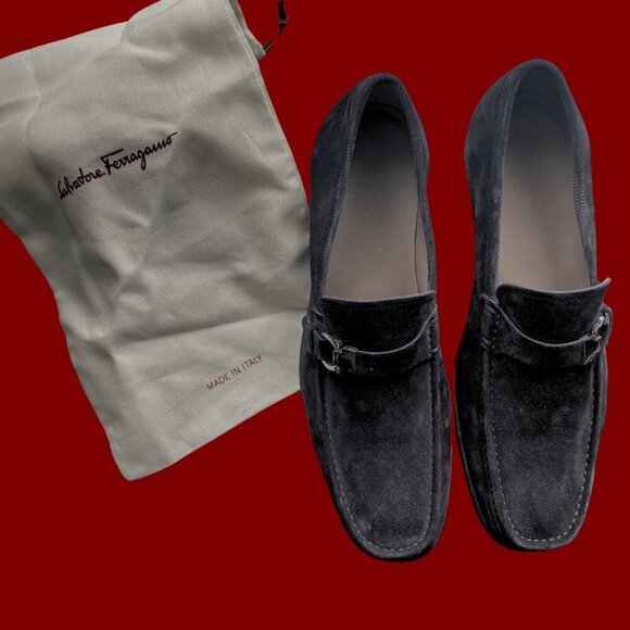 Salvatore Ferragamo Black Suede Bit Loafers – Size 13.5 - Picture 3 of 9